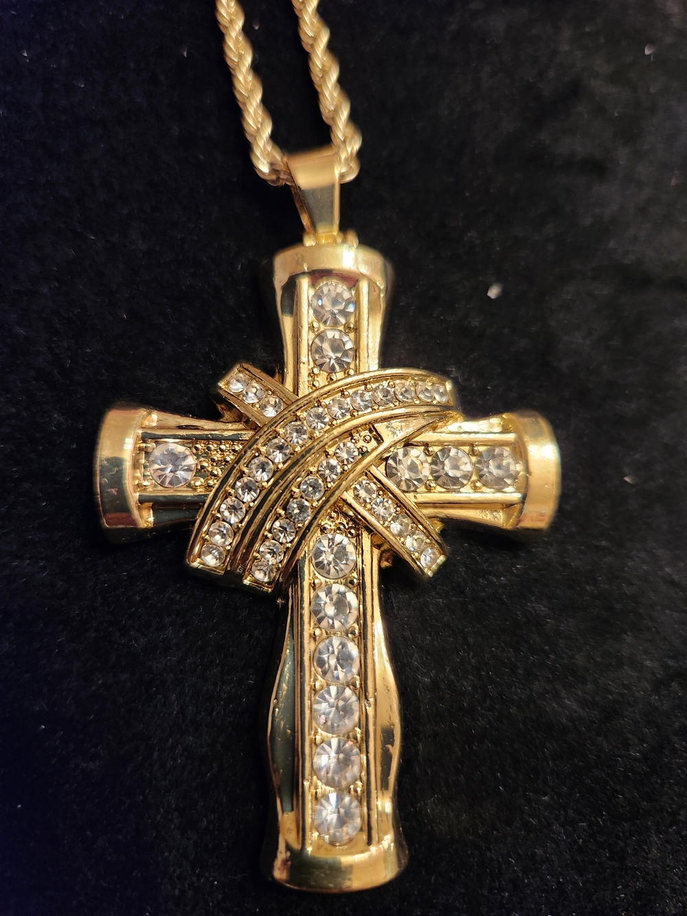 Gold Crystal Cross Pendant Necklace - Women's Jewelry